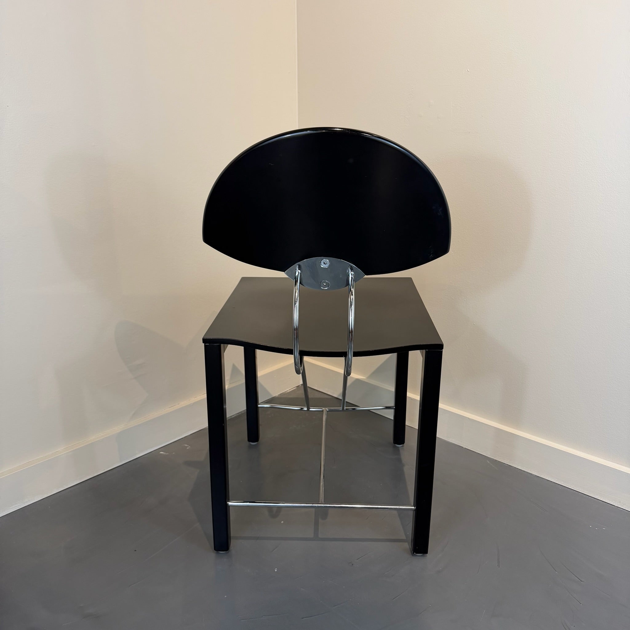 Italian Postmodern Ebonized & Chrome Dining Chairs