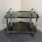 Chrome & Smoked Glass Bar Cart in Style of Jacque Adnet