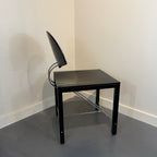 Italian Postmodern Ebonized & Chrome Dining Chairs