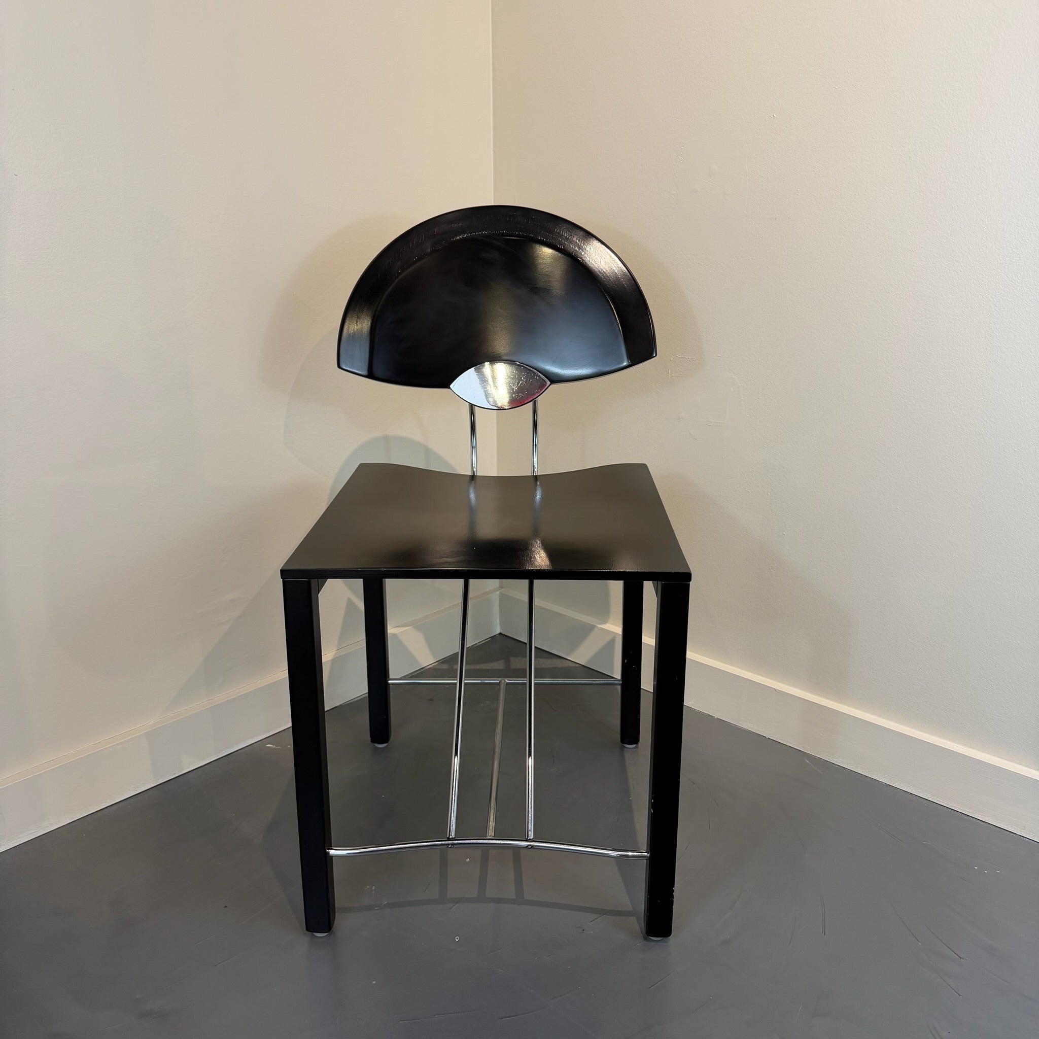 Italian Postmodern Ebonized & Chrome Dining Chairs