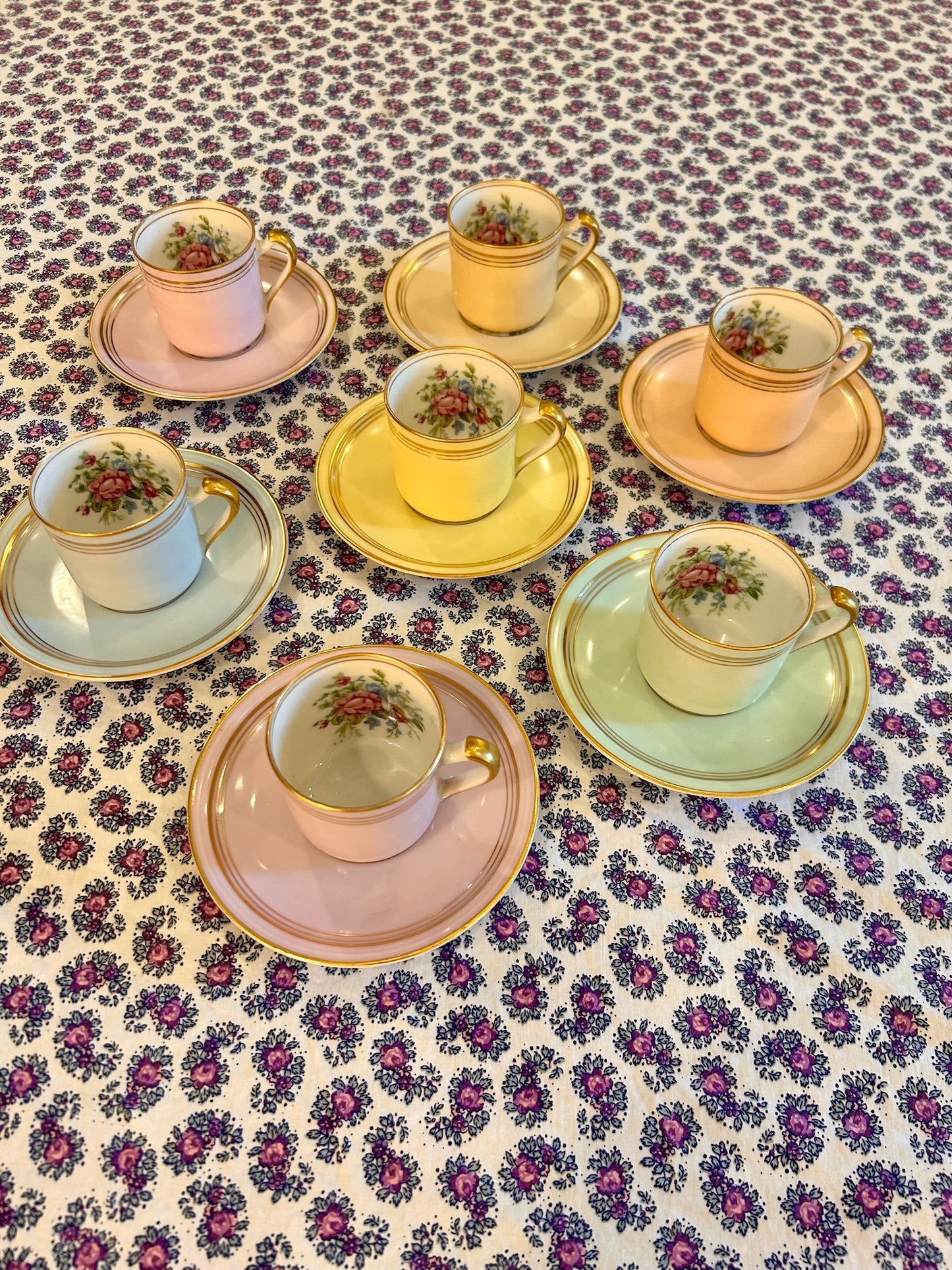 Pastel Espresso Cups & Saucers