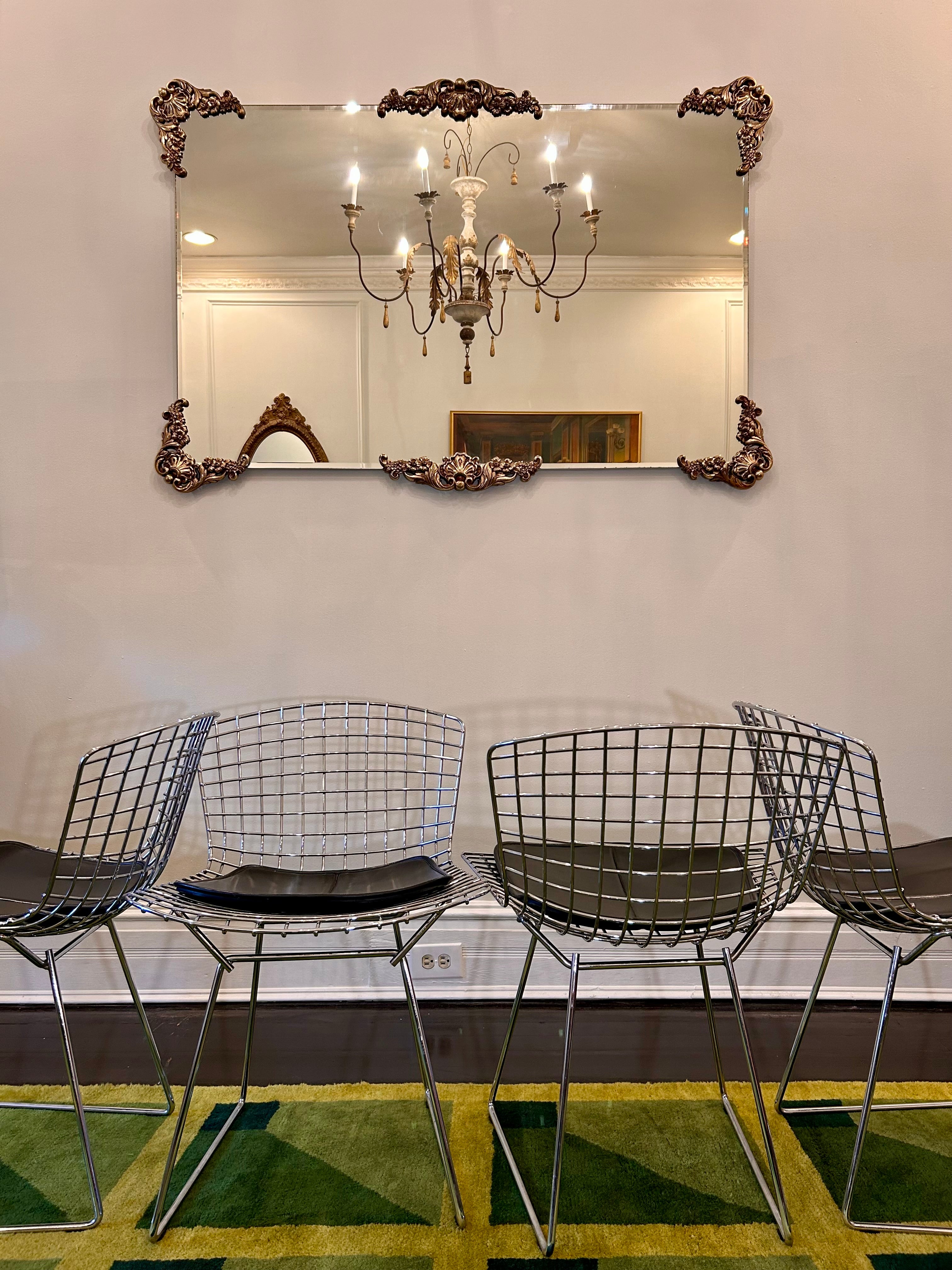 Knoll Bertoia Chairs – Chrome with Black Vinyl Cushions (set of 2)