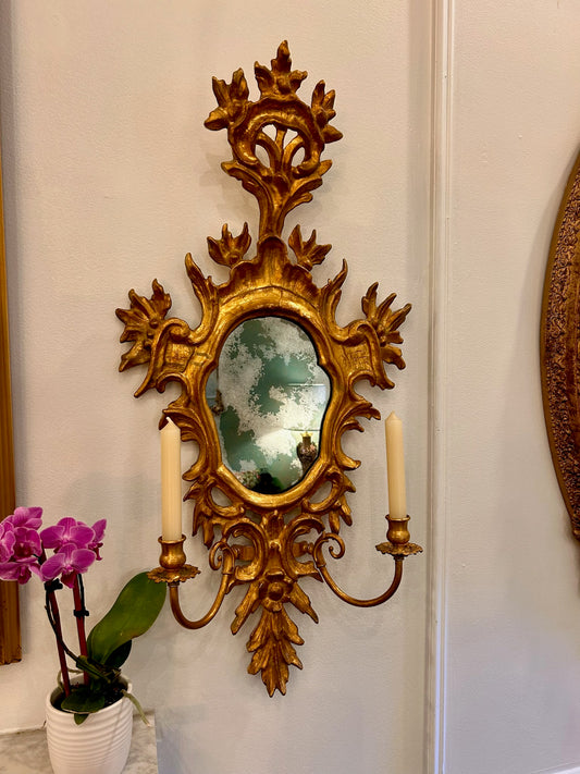 Venetian Style Giltwood Mirror Sconce