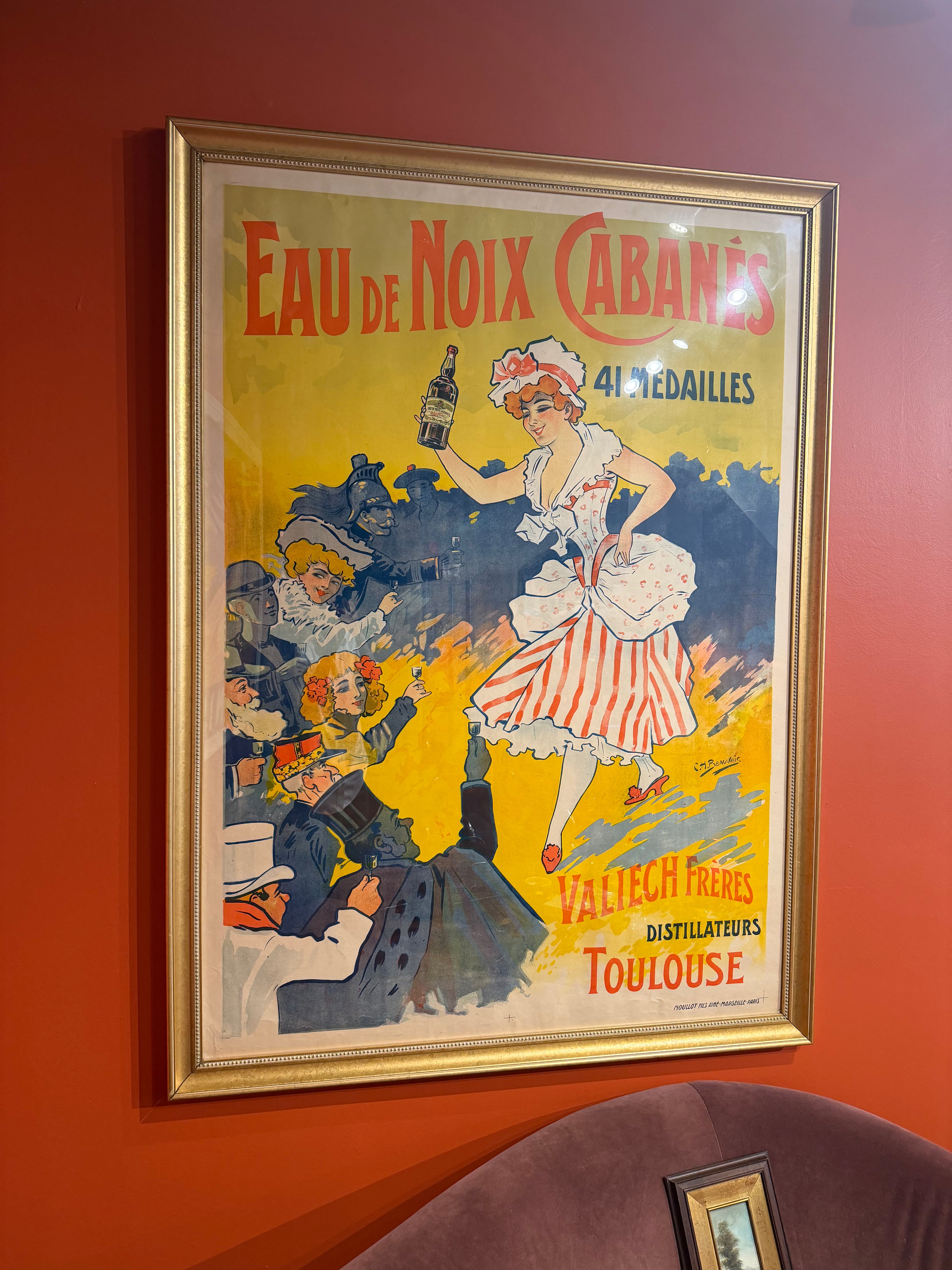 “Eau de Noix Cabanes” Antique Advertising Poster