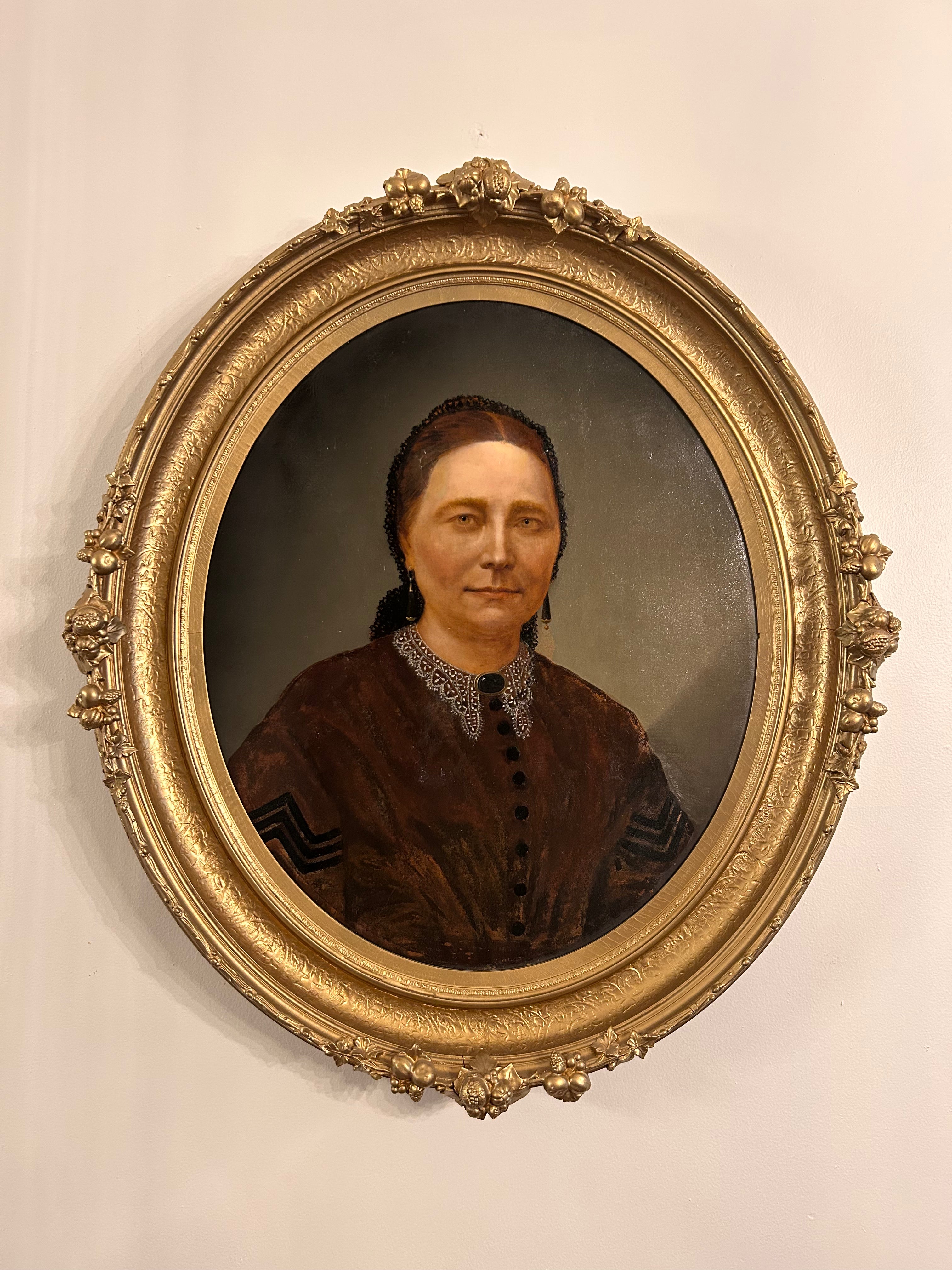 Antique Portrait Pair – 19th Century Husband & Wife