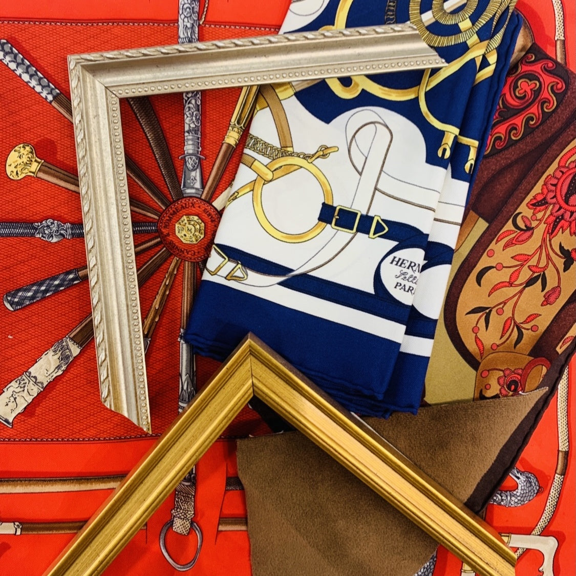 Hermès Framed Vintage Silk Scarf