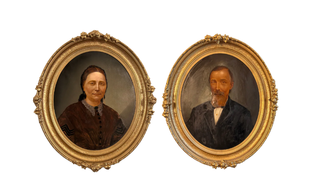 Antique Portrait Pair – 19th Century Husband & Wife