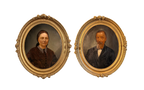 Antique Portrait Pair – 19th Century Husband & Wife