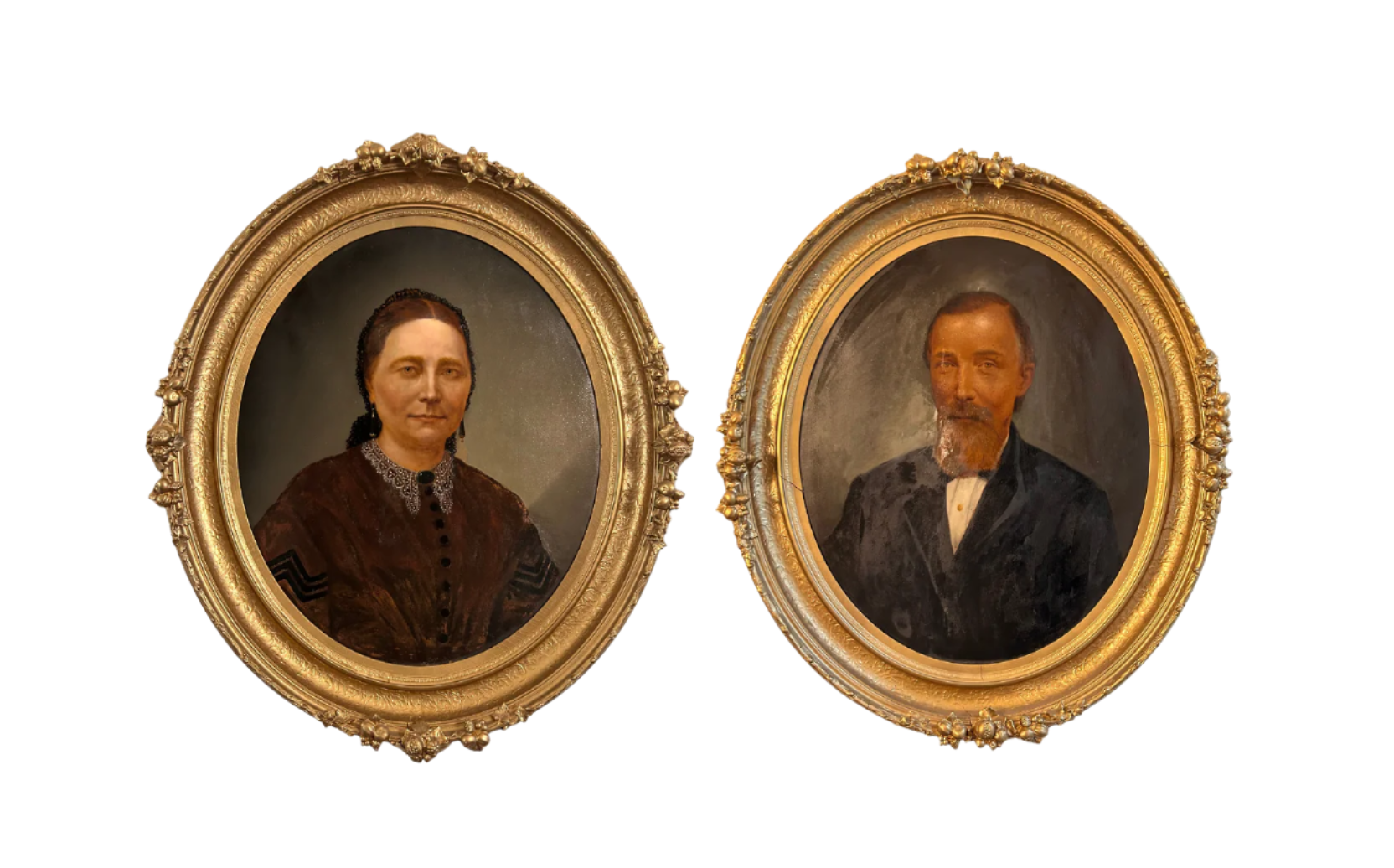 Antique Portrait Pair – 19th Century Husband & Wife