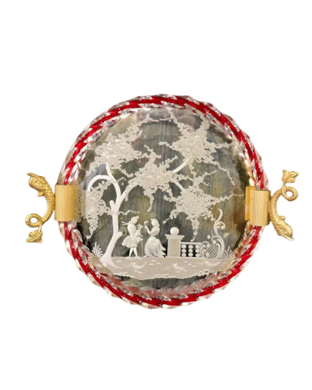 Murano Etched Glass Tray Attr. to Ercole Barovier