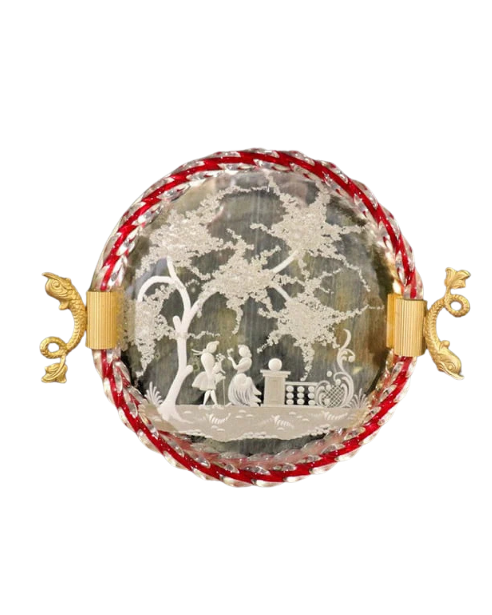 Murano Etched Glass Tray Attr. to Ercole Barovier