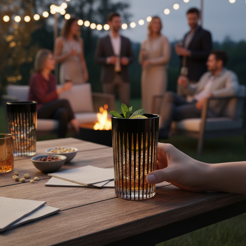 Vikko Decor - Timeless, 15.5 Oz Highball Water Glass, Black