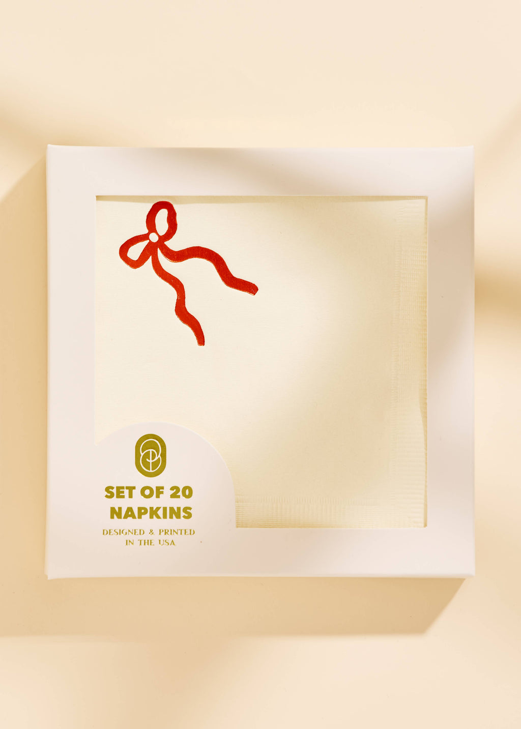 Classic Red Bow Cocktail Paper Beverage Napkins - Set of 20