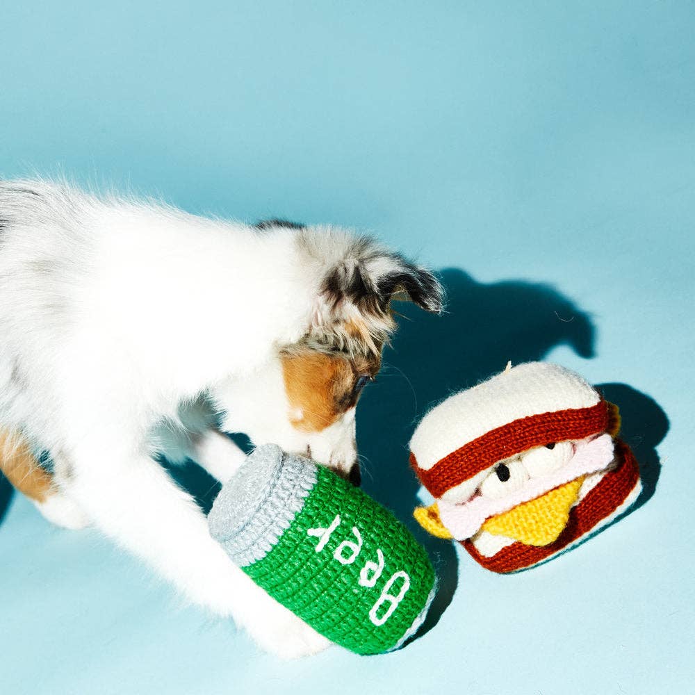 Hand Knit Beer Dog Toy