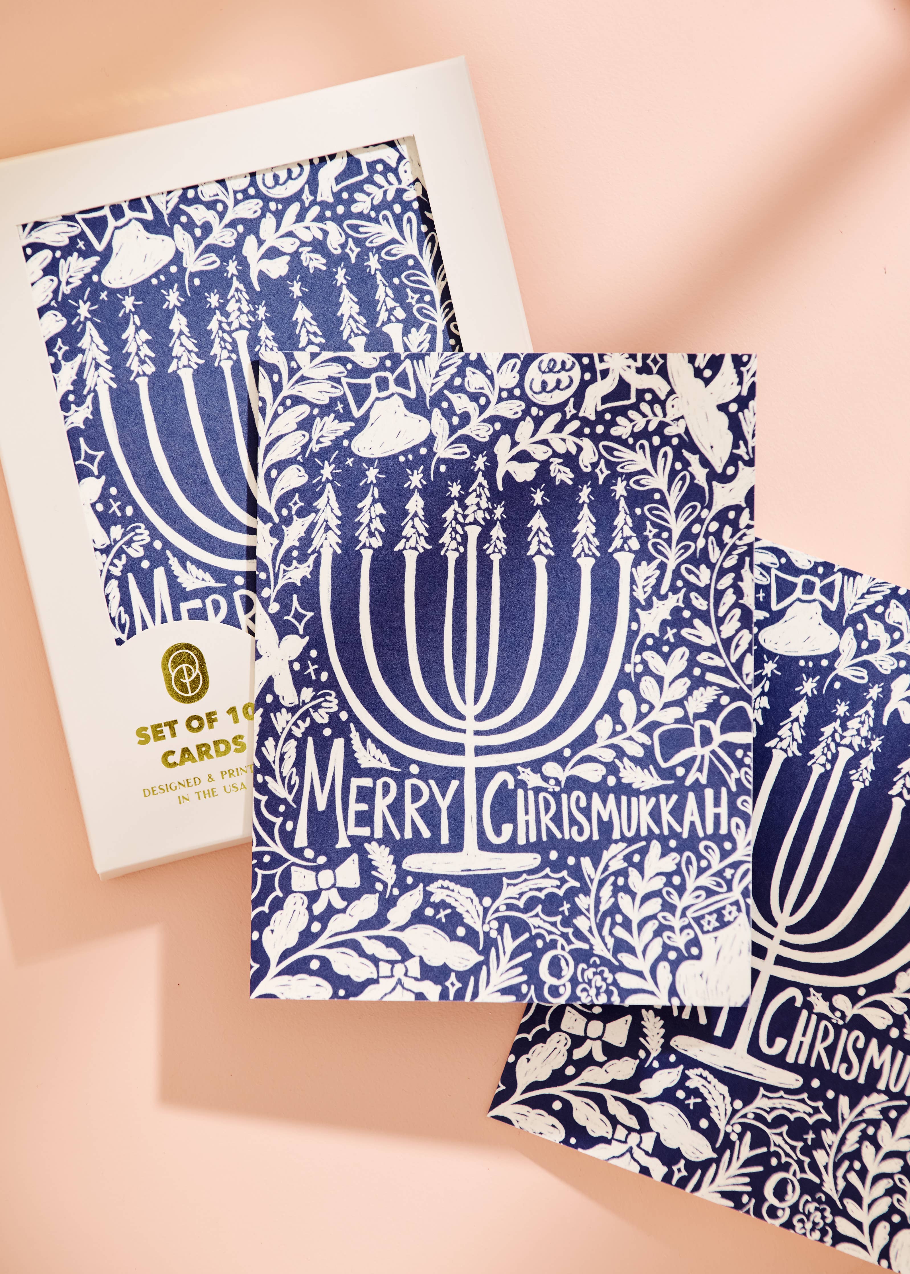 Merry Chrismukkah Folded A2 Greeting Card - Set of 10