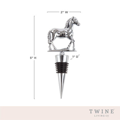 Chrome-Finished Pewter Racehorse Wine Stopper